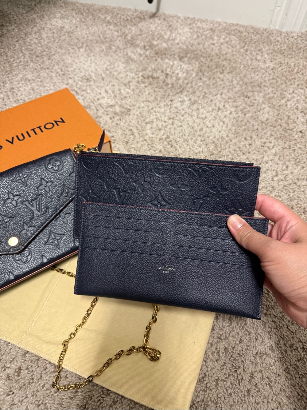 Louis Vuitton Felicie Pochette in (Marine Rouge) Monogram Empreinte leather. - Picture 11 of 16